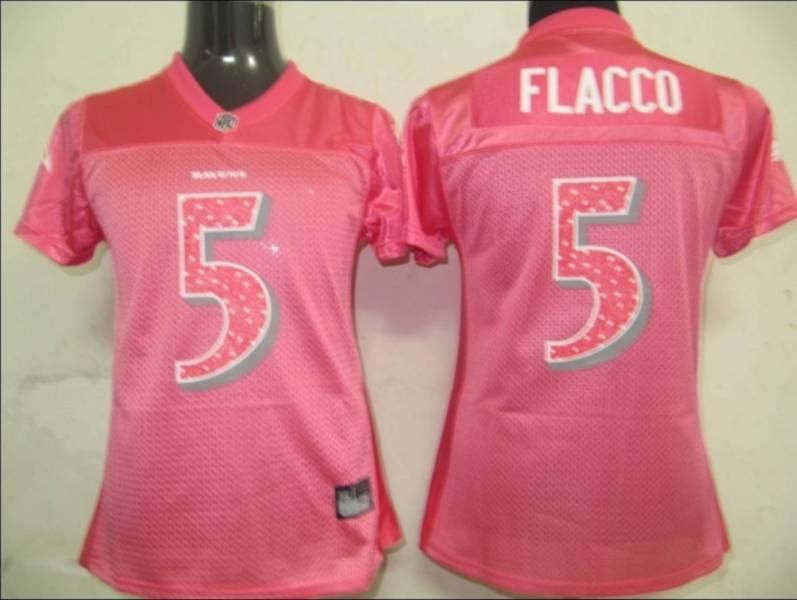 Ravens #5 Joe Flacco Red Women's Sweetheart Stitched NFL Jersey